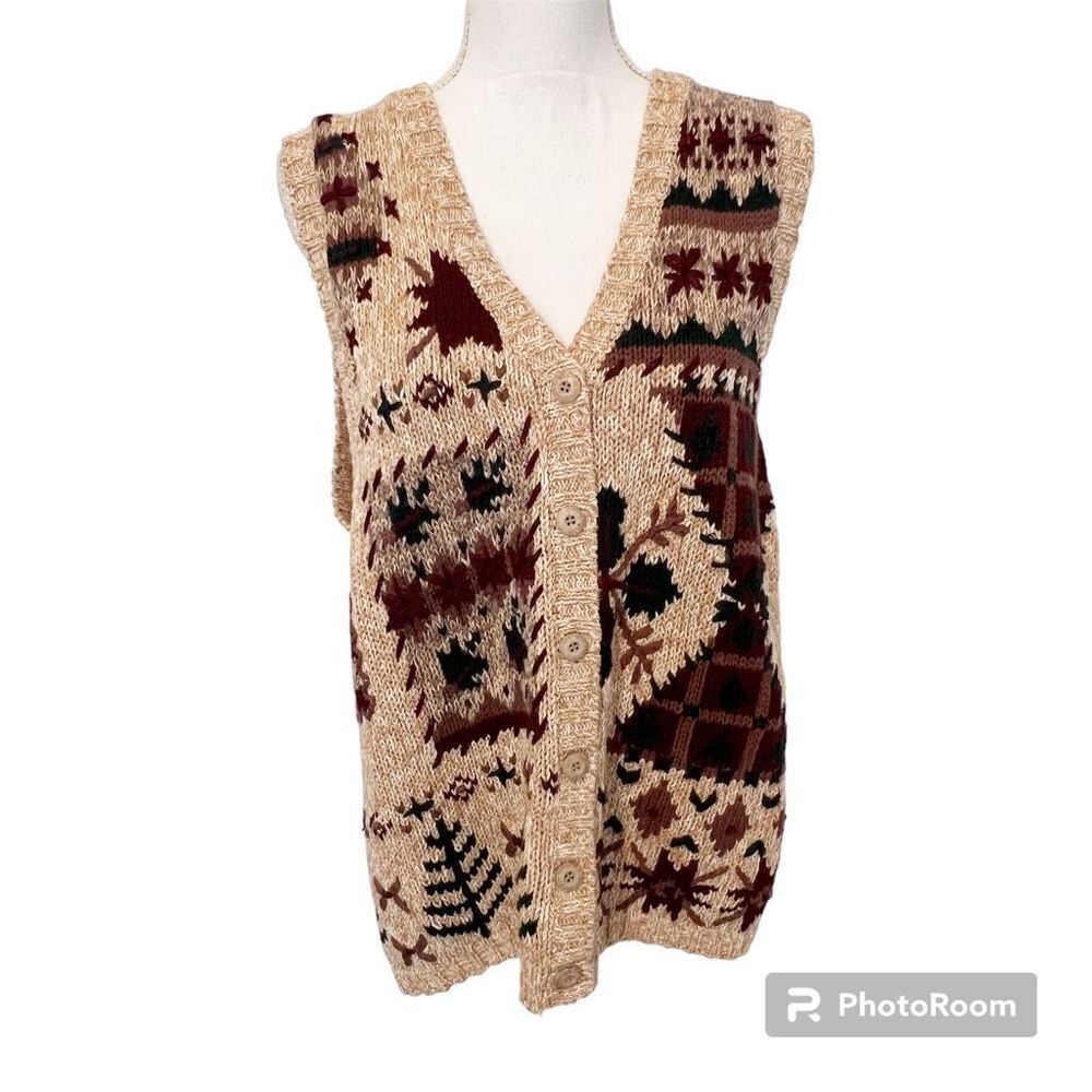 St John’s Bay Brown Sweater Vest Size XL Fall Themed